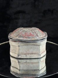 Thumbnail for Antique 19th Century Stone Trinket Box Red Floral Relief Lid 5