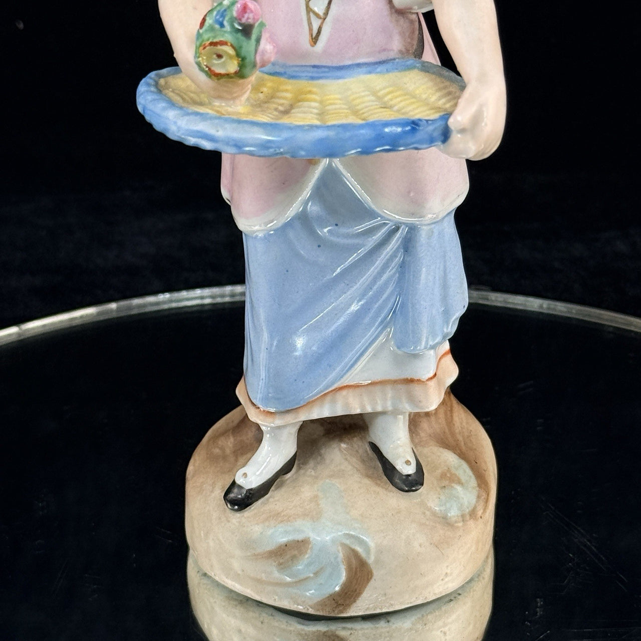 Antique German Porcelain Figurine Lady Serving Tray Victorian Style Decor Figure2