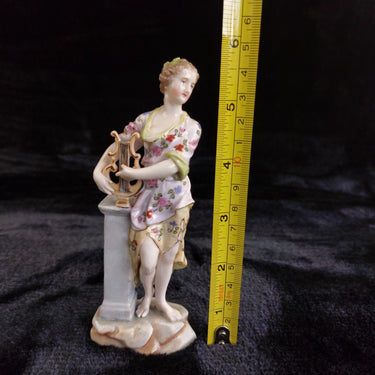 CHRISTIAN NONNE VOLKSTEDT Figurine Woman With Lyre Antique Victorian Porcelain 1