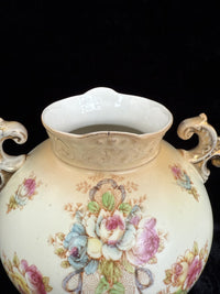 Thumbnail for Antique Crown Devon Floral Twin Handled Urn Vase c.1917-1930 English Pottery5