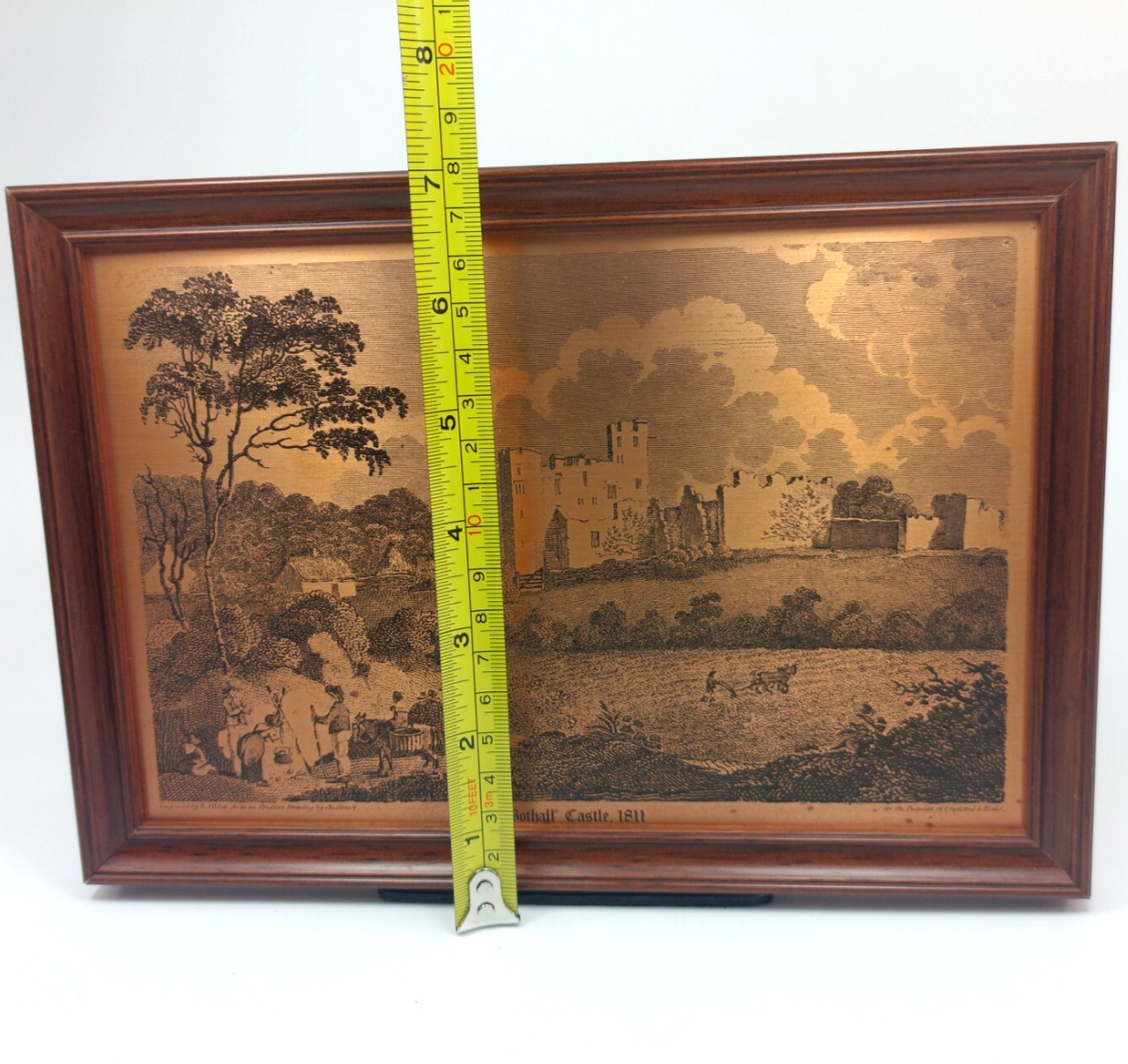 Rare Framed Copper Etching Bothal Castle    Landscape 1811  24x17.5cm Vintage 2