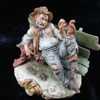 Thumbnail for Original Merli Bruno Figurine Capodimonte Italy old Man on Bench with Squirrel21