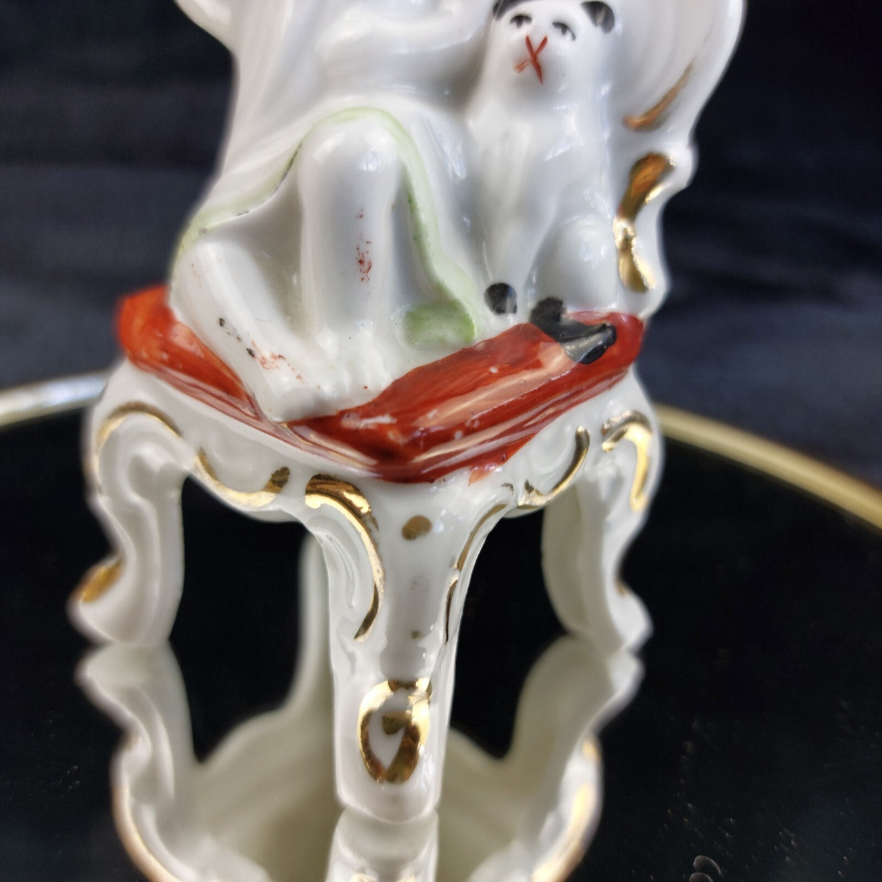 Antique Girl Porcelain with Dog Figurine Seated Chair 3.5 in gift United Kingdom4