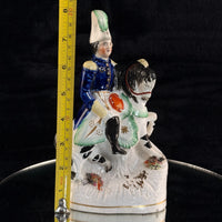 Thumbnail for 1800s antique Staffordshire Soldier on Horse Pottery Figurine Hand Painted 8