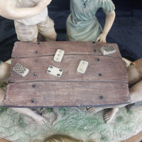 Thumbnail for Very Large Capodimonte figurine 'The Card Players' Friends group pics see decor7