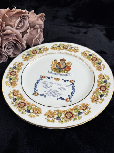Rare Aynsley Commemorative Plate H.M. Queen Mother's 80th Birthday 1980 decor1