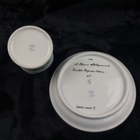 Thumbnail for Capodimonte Hand Painted Cup Italy & Plate Set Pink Rose Gold Rim Floral Sallin/10