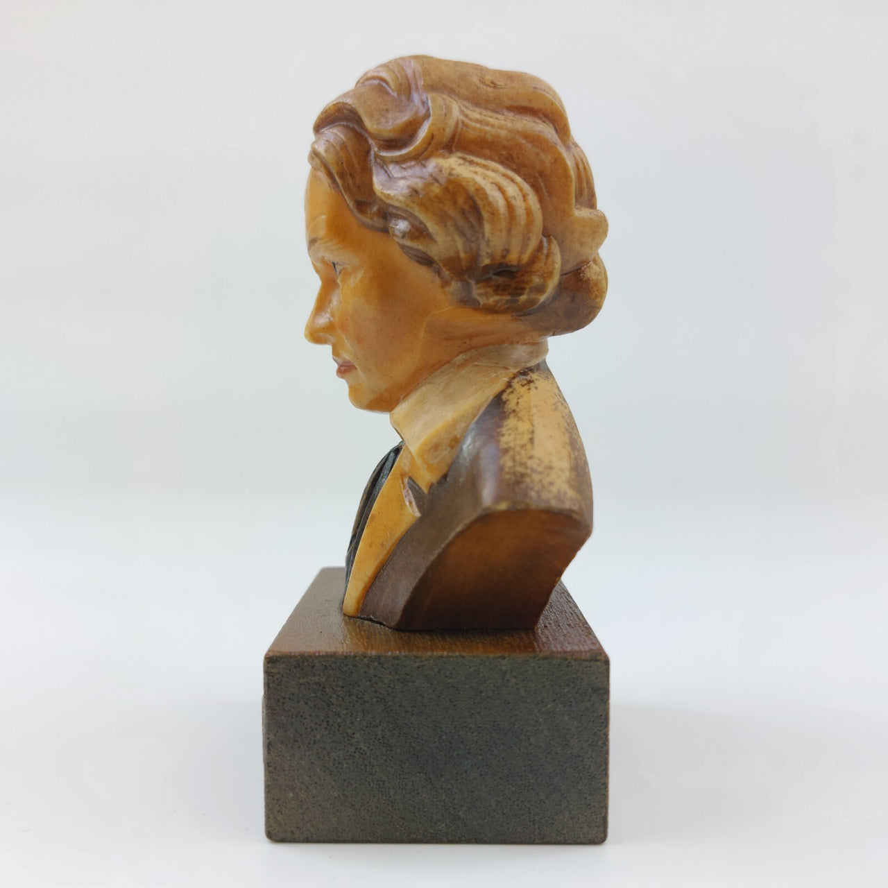 Rare ANRI Handcrafted Vintage Beethoven Bust on Wood Base with Metal Nameplate6