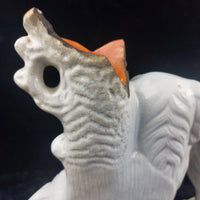 Thumbnail for Rare Antique Dog Staffordshire Pair 13â Mantle porcelain Victorian decor White14