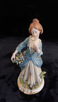 Thumbnail for Capodimonte sign lady Figurine by Irene Tuzzi Flowers Basket 10
