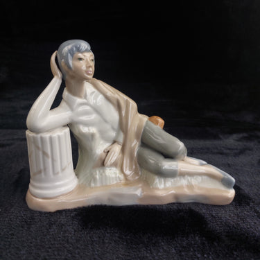 Casades Spain Porcelain Figurine Reclining Man Classical Robe  Signed see hand.1