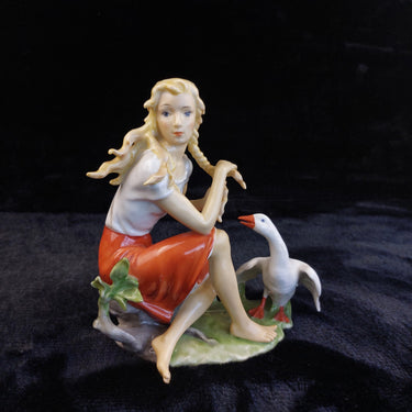 Kaiser W Germany Figurine Girl Goose 7 in – Good, Hand Painted Porcelain Medium.1