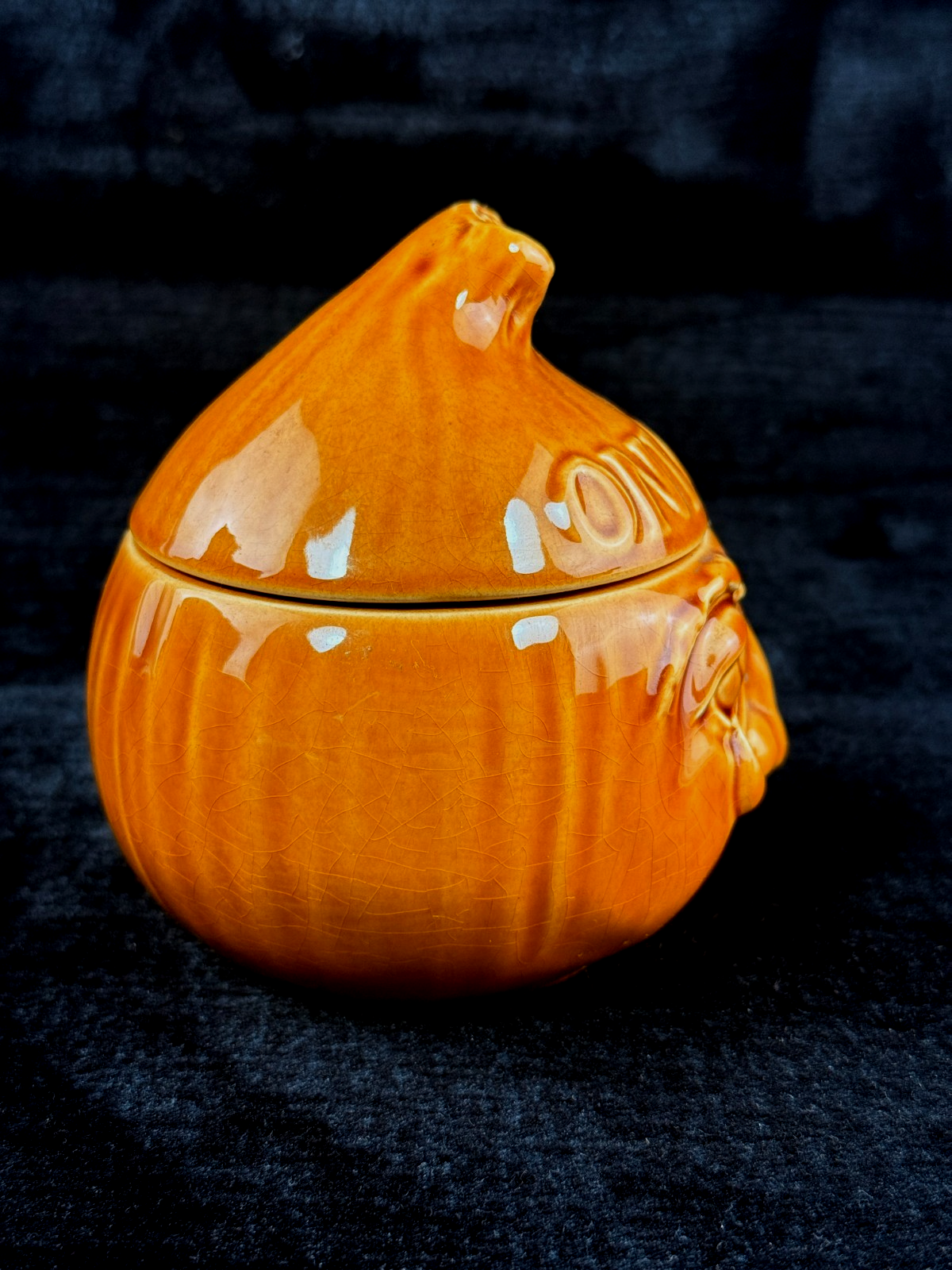 Carlton Ware Head Onion Crying Face Preserve/Jam Pot with Lid - 'ONIONS' - 17656