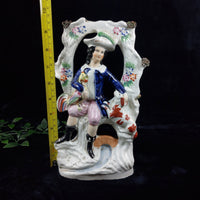 Thumbnail for Rare Victorian Staffordshire Gentleman with Rooster antique Figurine (1840-1860)1