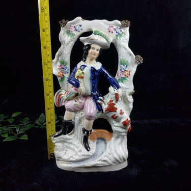 Rare Victorian Staffordshire Gentleman with Rooster antique Figurine (1840-1860)1