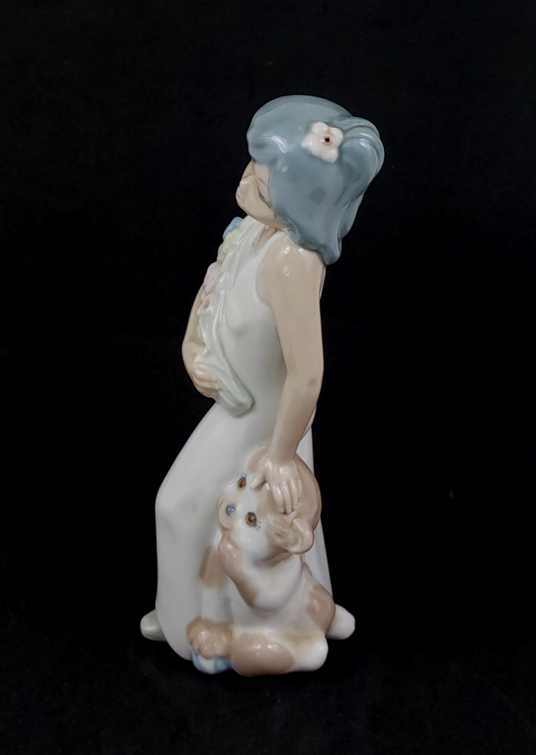 Casades & Girl Dog Porcelain Figurine Spanish Handcrafted Floral Art 8.5" Spain.3