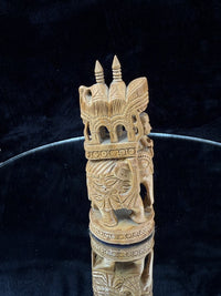 Thumbnail for Hand-Carved Wooden Elephant Figurine, with Rider and Howdah, decor Intricate6