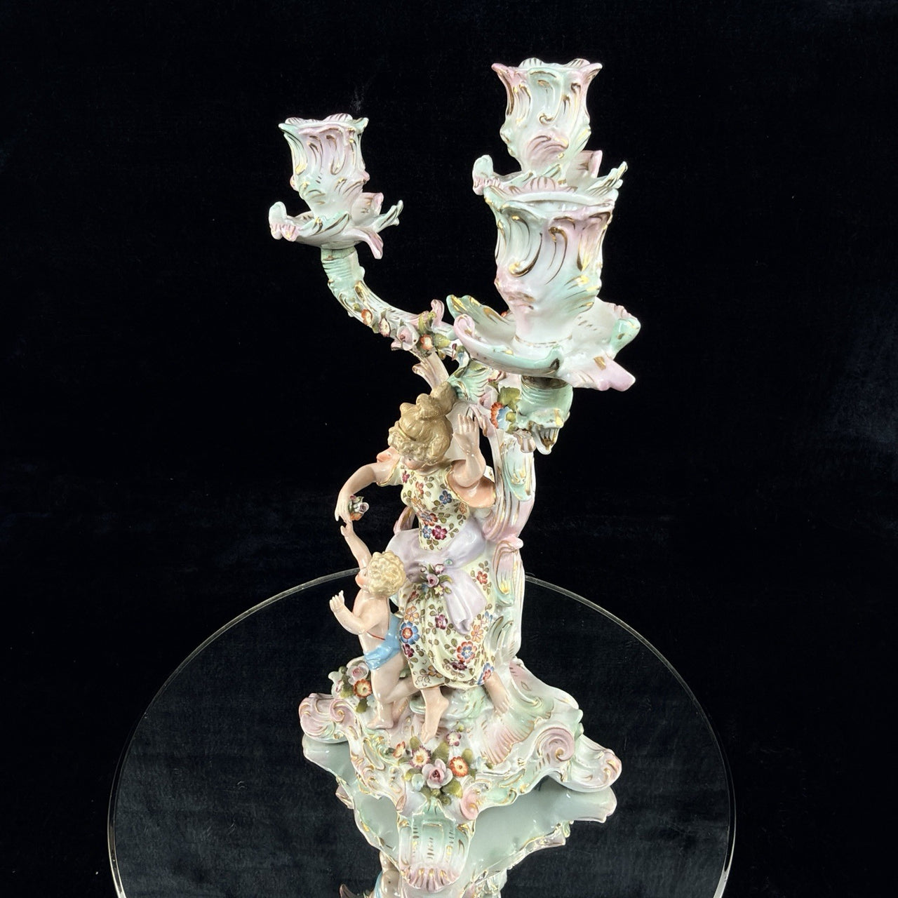 Antique Meissen Dresden Style Sitzendorf Porcelain Candelabra 19th Century Decor8