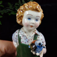 Thumbnail for Vintage Italian Porcelain Figurine Mid Century Bird Boy Damaged Beak Ornament11