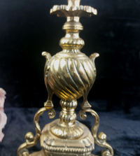 Thumbnail for Stunning Ornate Rococo Brass Lamp French Styl Heavy Urn Scroll Base 19
