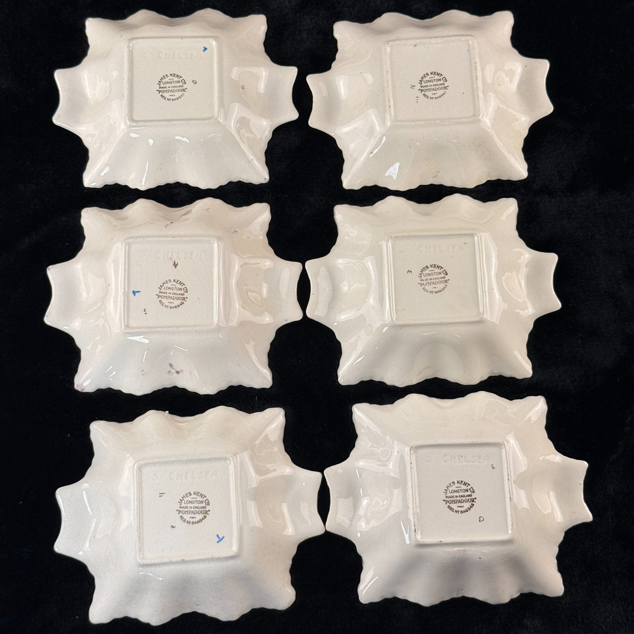James Pompadour Kent Chelsea Bowls x6 Center Dish Vintage Floral Gilt Set Large11