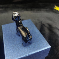 Thumbnail for Handmade Glossy Glass Black Dog Figurine Puppy Animal Art Good w/ Box 2