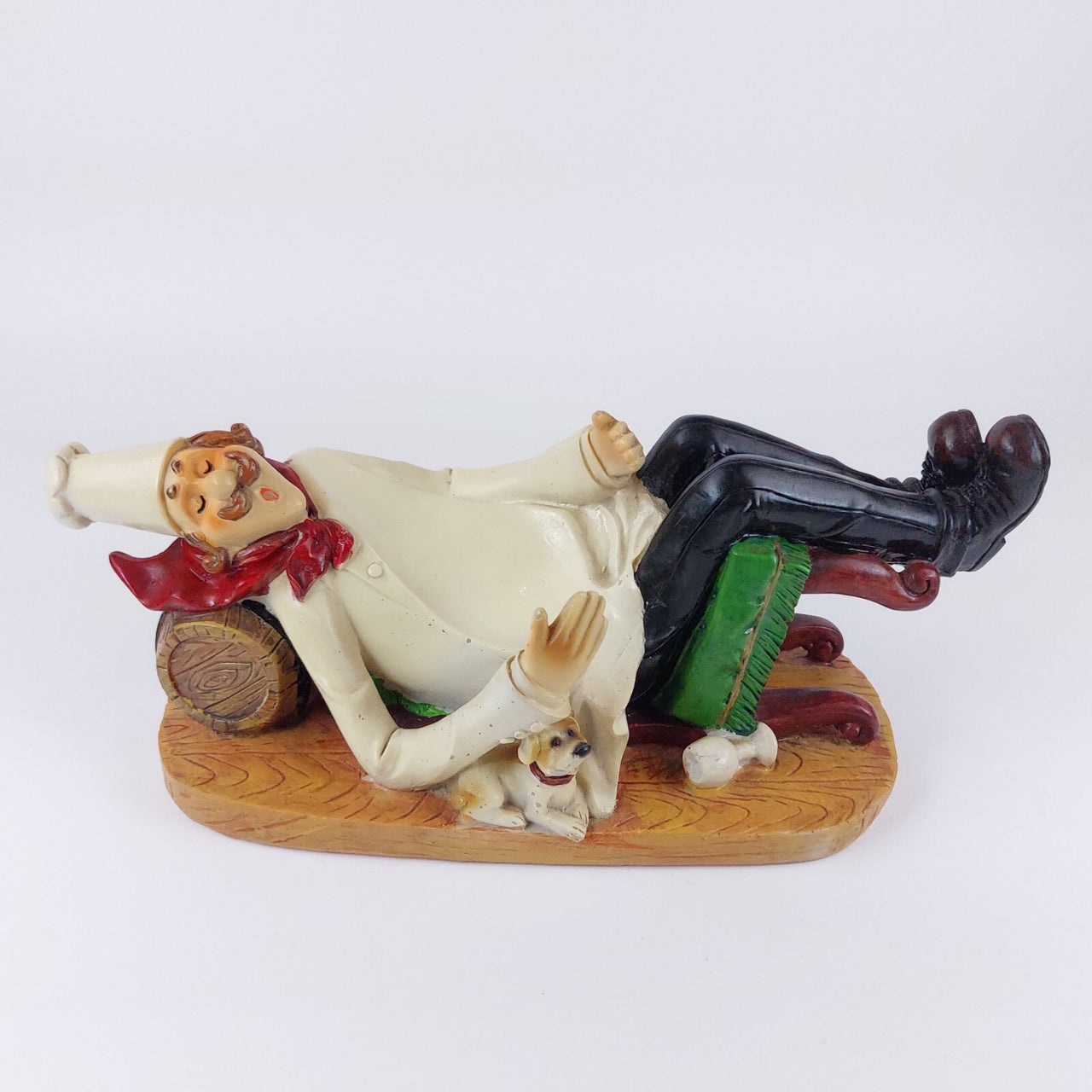 Vintage French Bottle Chef Holder Ceramic Hand Painted -872 grams Acceptable.2