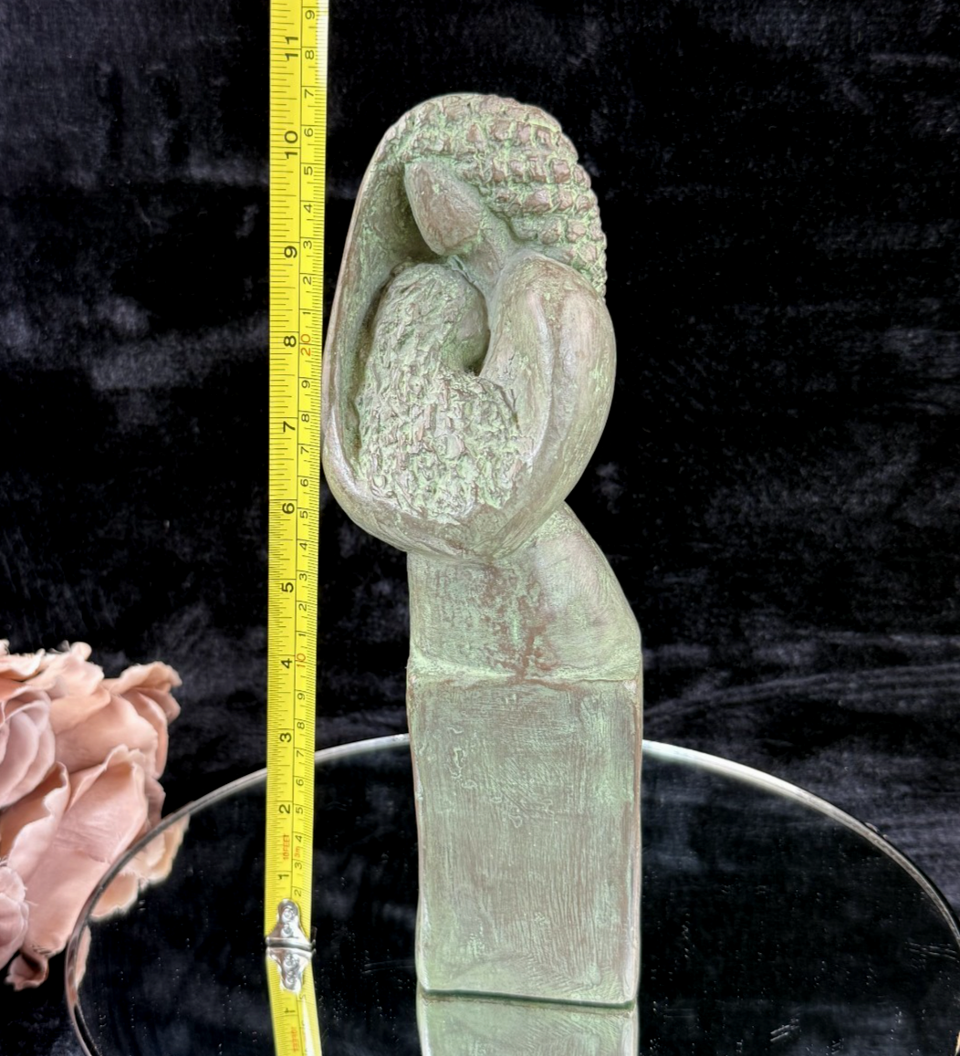 Zmira Cinnamon Bronze Abstract Mother & Child Sculpture Patina Finish Handmade d2