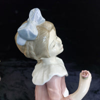 Thumbnail for Lladro Style Girl Figurine, Valencia Spain, Flower, Bow Pink , 12
