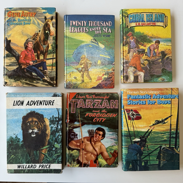Vintage Boy's Adventure Stories Book Set 20th Century Classics tarzan lion advan1