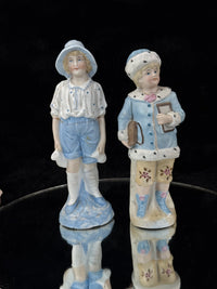 Thumbnail for Antique 19th c German Porcelain Figurine Pair Two Children Bisque &Glazed Finish3