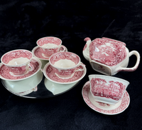 Thumbnail for Mason's Ironstone Vista Dinnerware Tea Set patent Red Transferware England Chips6
