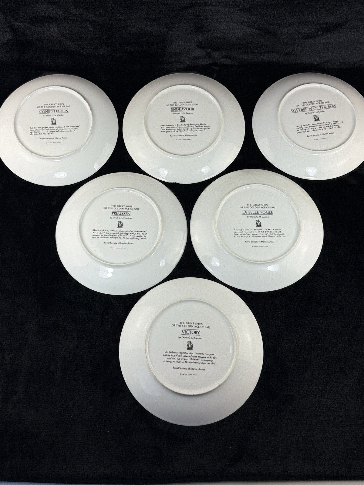 Franklin Mint Great Ships Set of 6 Plates Golden Age of Sail by Derek Gardner10