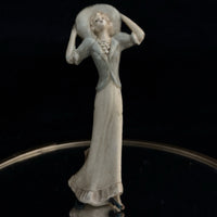 Thumbnail for Celluloid Miniature Lady Figurine – Art Deco 1920s Style Woman in Blue Hat– 4”0
