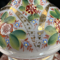 Thumbnail for Bohemian Victorian Glass Vase Hand Painted Floral Enamel 5” Art Nouveau Decor12