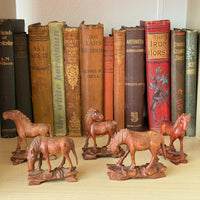 Thumbnail for Vintage Hand Carved Wooden Horse Figurines Set Lot of 5 Rustic Folk Art 3.5”19