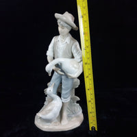 Thumbnail for Rare Porcelain Boy Figurine with Geese, 9.25