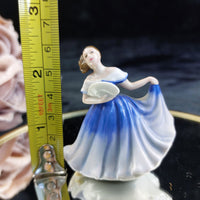 Thumbnail for Royal Doulton Elaine Figurine M201 2003 Miniature 2.5” Blue Dress Bone Fine1