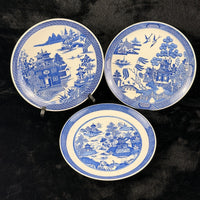 Thumbnail for Spode Mint Danbury Willow Pattern Plates x3 Temple Landscape antique Blue White4
