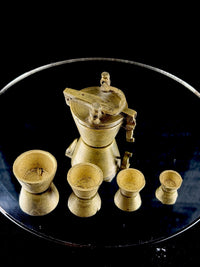 Thumbnail for Antique Indian Brass Travel Nesting Cups with Lidded Case â 5 Pc Set 646g Scal2