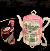 Thumbnail for Clear & Pink Collectibles Lot - Miniature Souvenir Teapot & Crystal Diamond Rare2