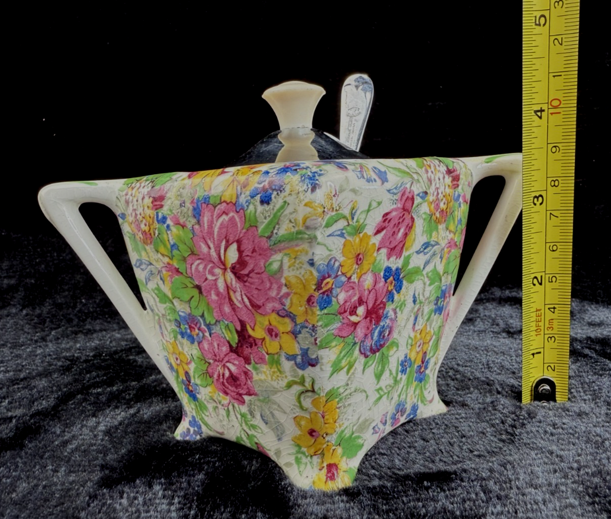 Stunning Midwinter "Brama" Chintz Floral Sugar Bowl with Spoon & Lid Medium1