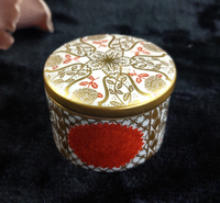 Thumbnail for Abbeydale Imperial Bone Good China England Lidded Trinket Box Gold Red 2.5