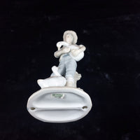 Thumbnail for Rare Porcelain Boy Figurine with Geese, 9.25
