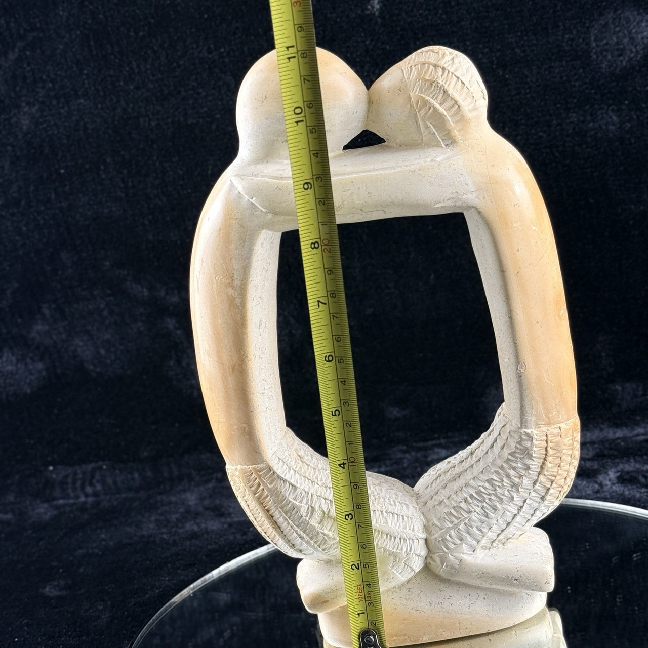 Hand Carved Lovers Sculpture Vintage Stone Statue 11in Figurine Art Bookshelf 5