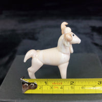 Thumbnail for Handmade Glass Ram Figurine Cream Horns Curled Animal Sculpture Good w/ Box   3