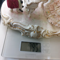 Thumbnail for Dresden UNTERWEISSBACH Girl Singing and Musician Porcelain Lace Figurine Group.22