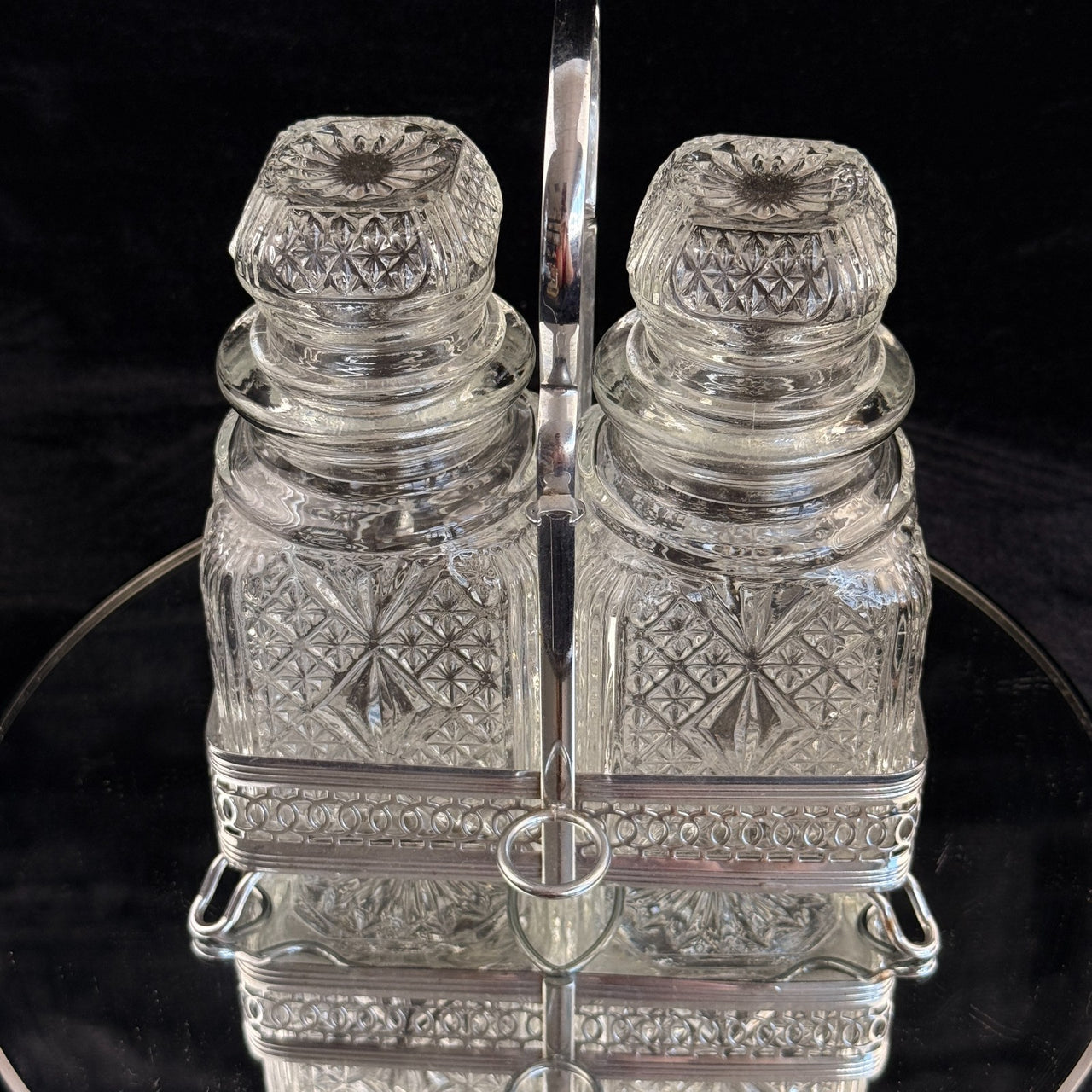 Vintage Cut Crystal Glassware & Spice Jar Set Elegant Tableware 5 Glasses & Jar20