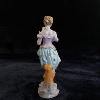 Thumbnail for German Porcelain Lady Figurine Holding Mask Flowered Dress Victorian Antique2