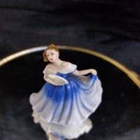 Thumbnail for Royal Doulton Elaine Figurine M201 2003 Miniature 2.5” Blue Dress Bone Fine2